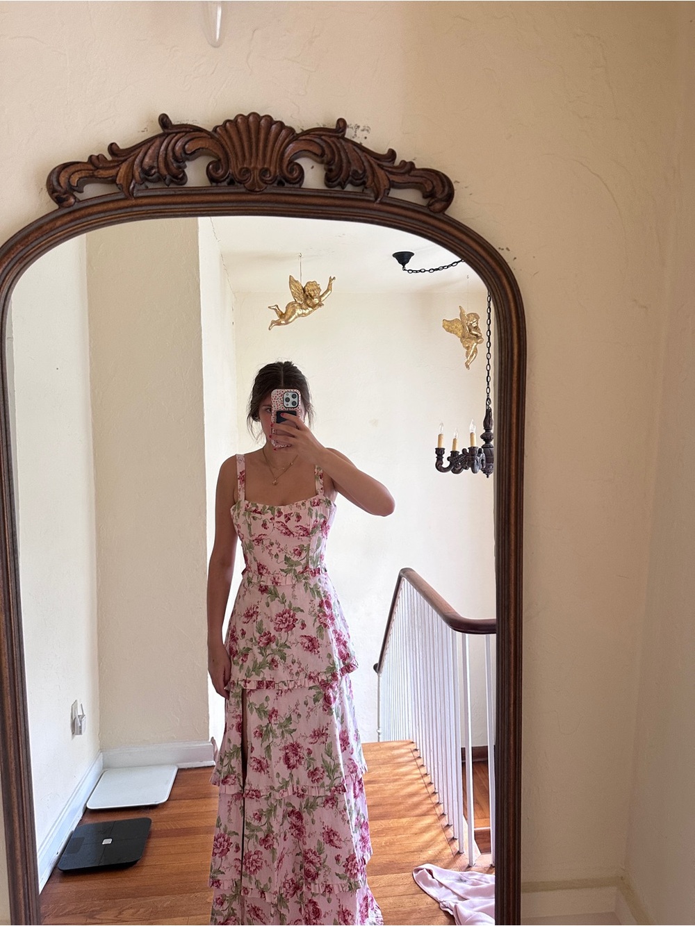 Show Me Your MuMu Pink Floral Tiered Maxi Dress